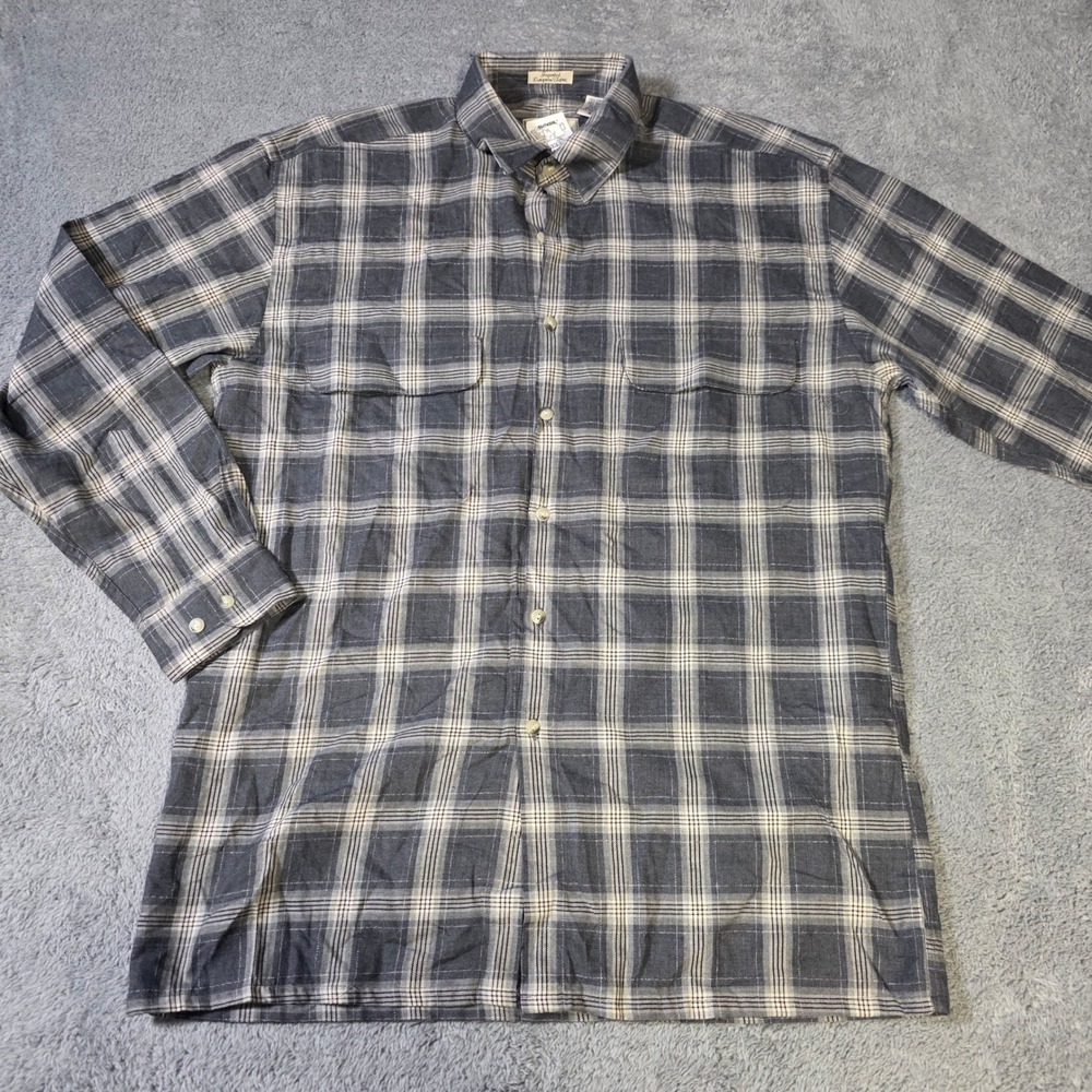 Burma Bibas Mens‎ M Button Front Shirt Grey Plaid European Fabric Long Sleeve